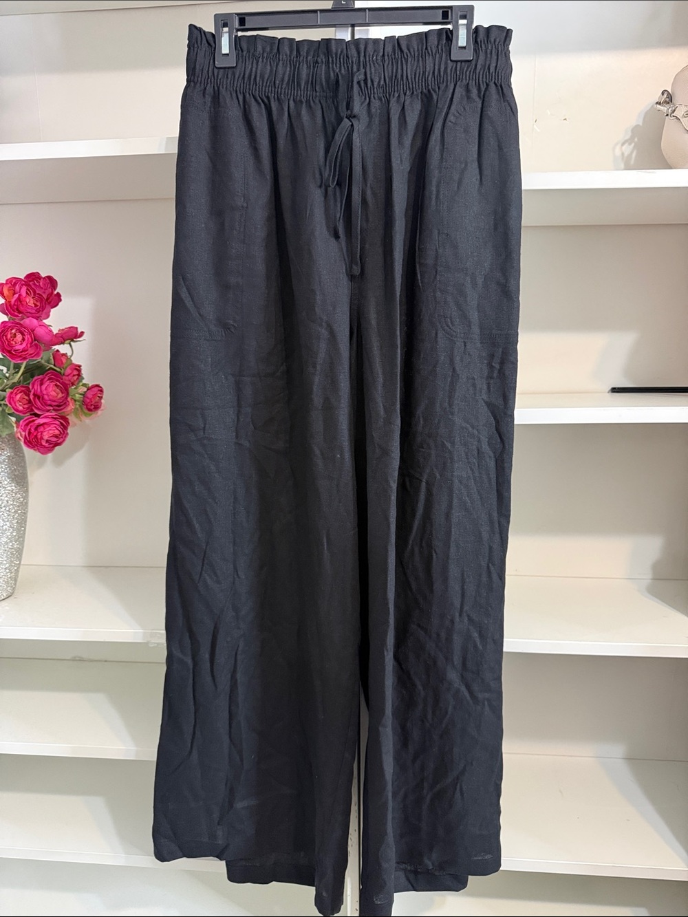 AVA & VIV BLACK LINEN WIDE LEG PANTS 3X NEW • - Picture 2 of 9